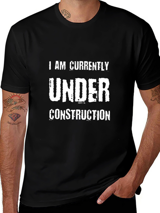 Under Construction Graphic Tee - Black Cotton T-Shirt