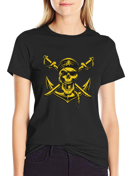 Pirate Skull & Swords T-Shirt - Black Cotton Tee