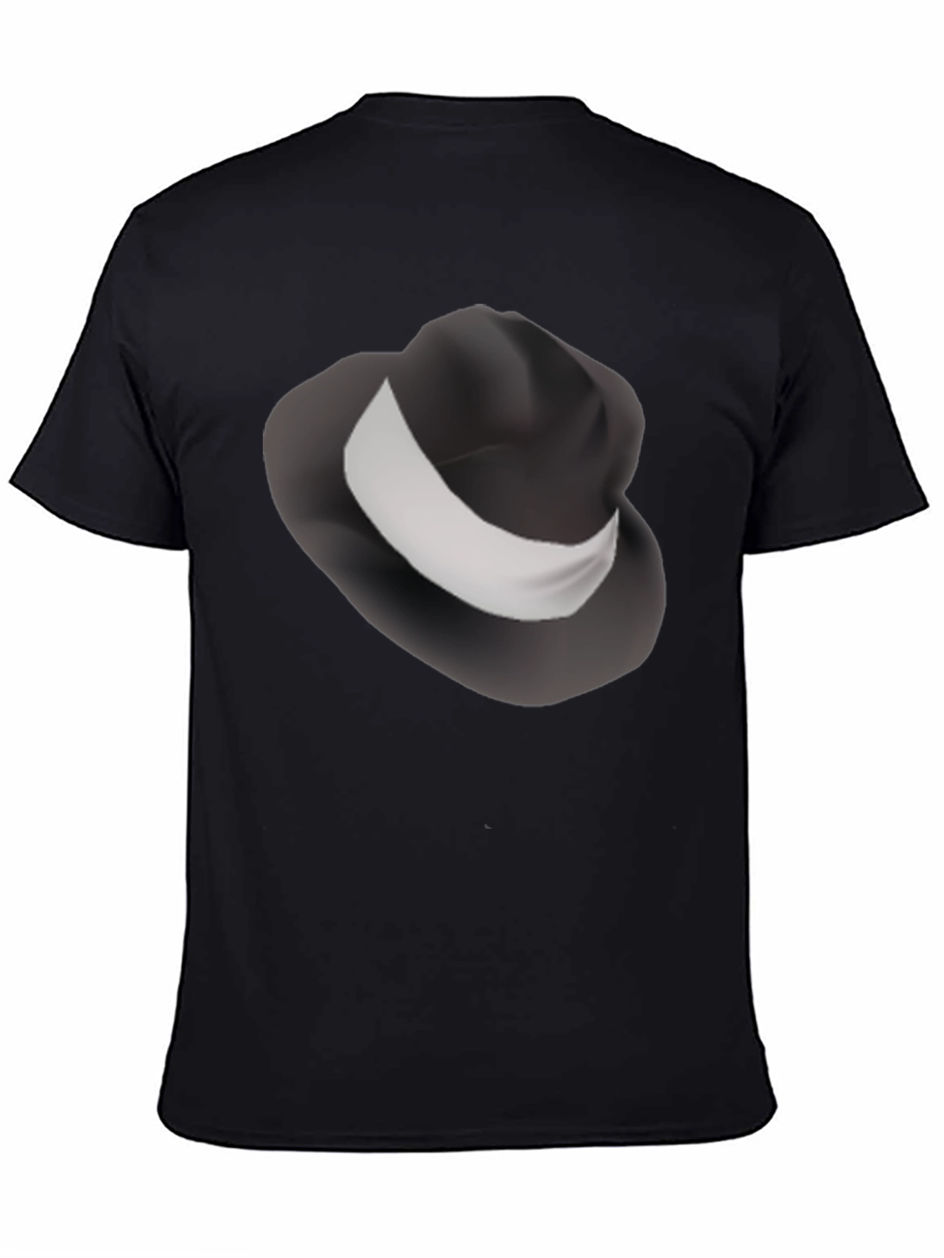 Mens Black T-Shirt with Fedora Hat Design