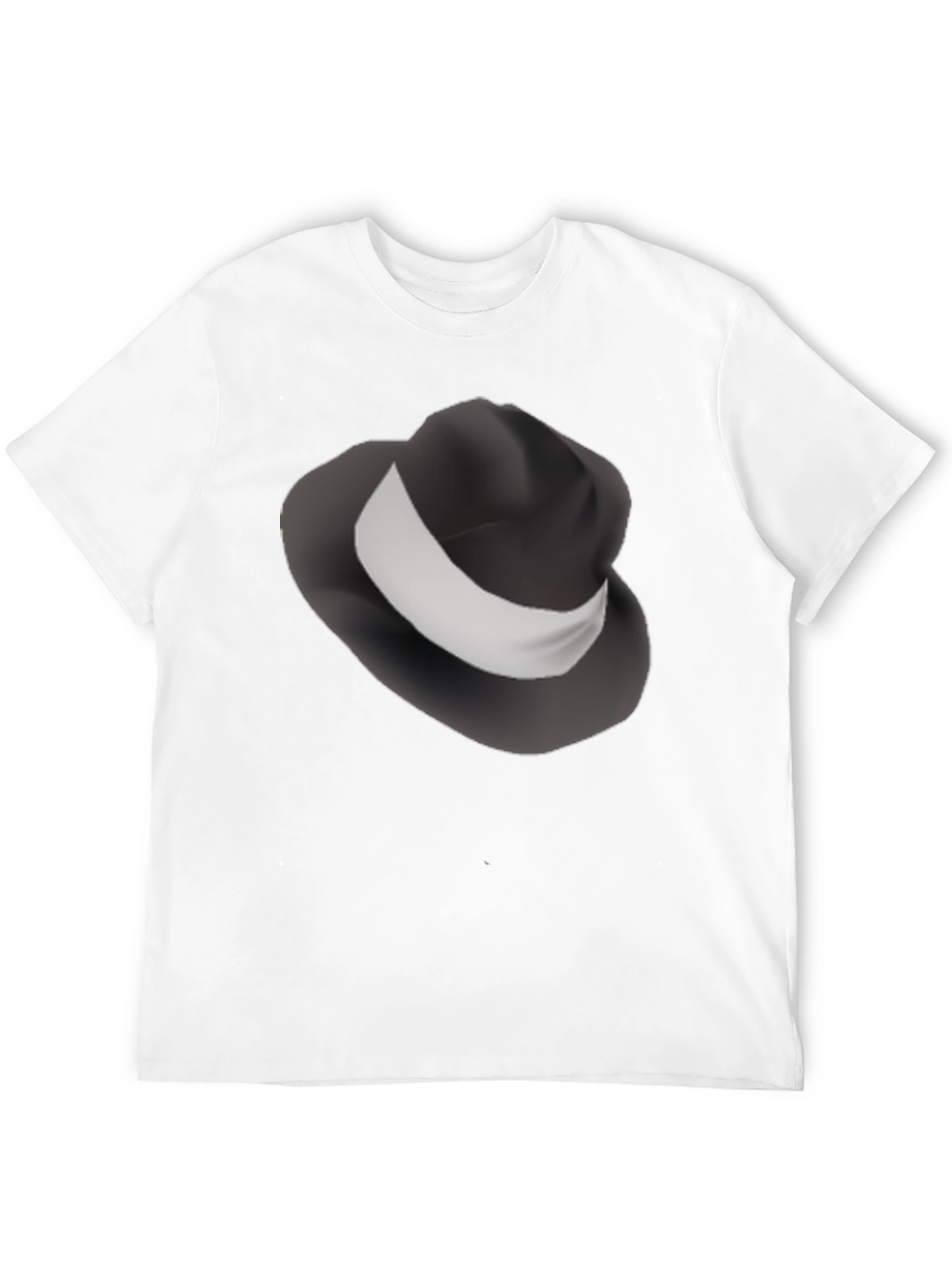 Mens Black T-Shirt with Fedora Hat Design