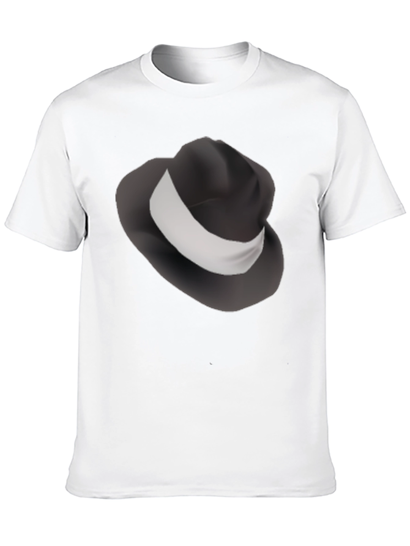 Mens Black T-Shirt with Fedora Hat Design