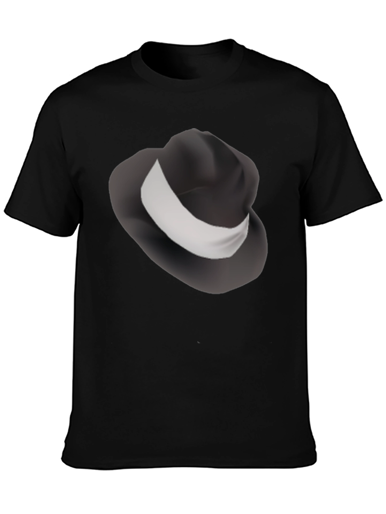Mens Black T-Shirt with Fedora Hat Design