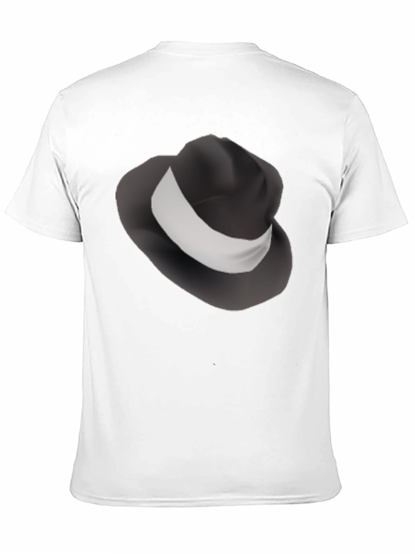 Mens Black T-Shirt with Fedora Hat Design