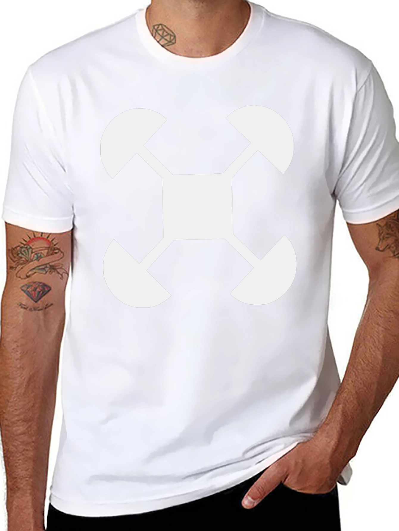 Abstract Graphic Tee - White Design on Black