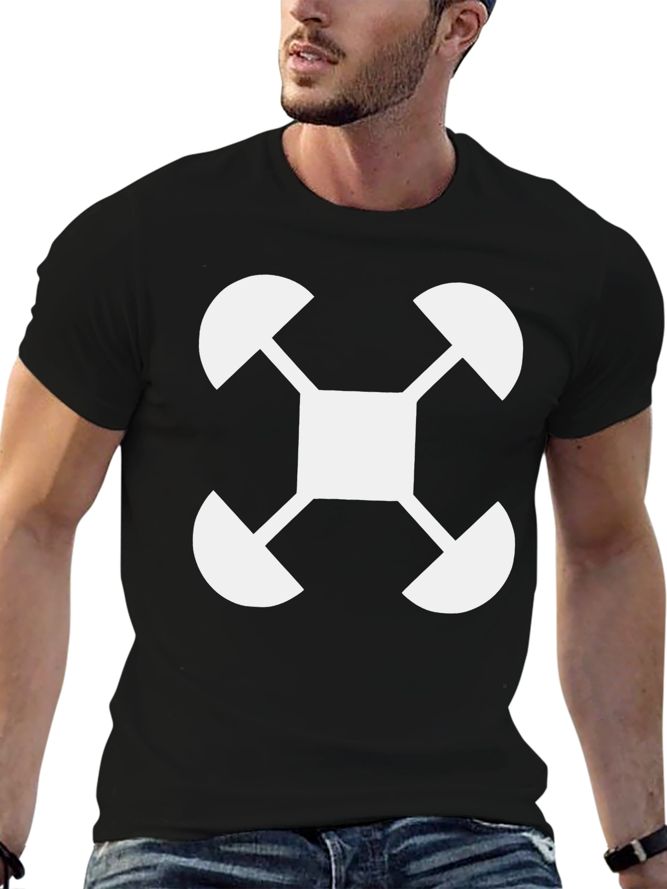 Abstract Graphic Tee - White Design on Black