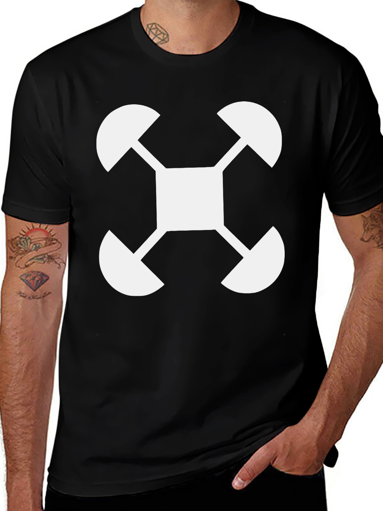 Abstract Graphic Tee - White Design on Black