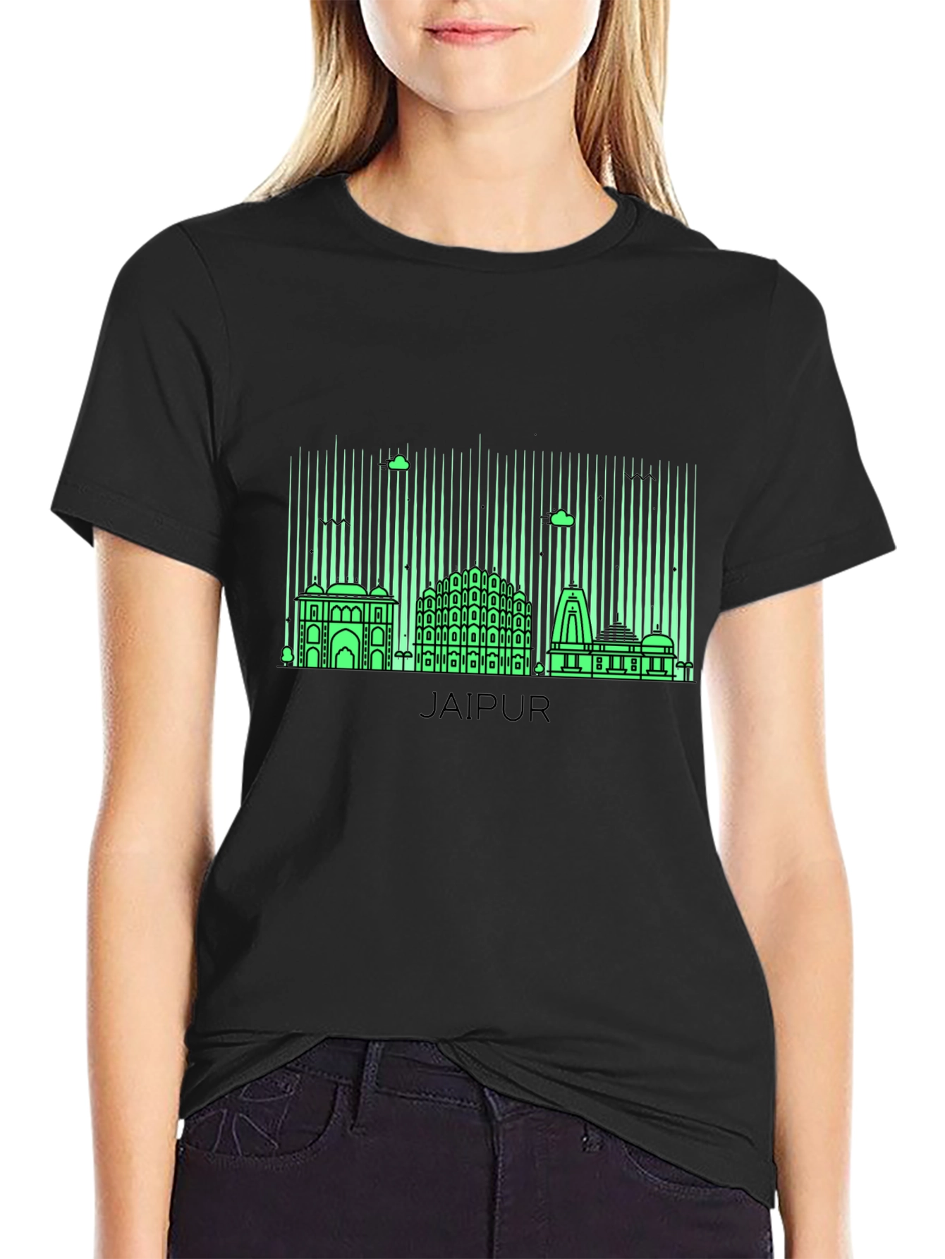 Jaipur Skyline Graphic Tee - Black