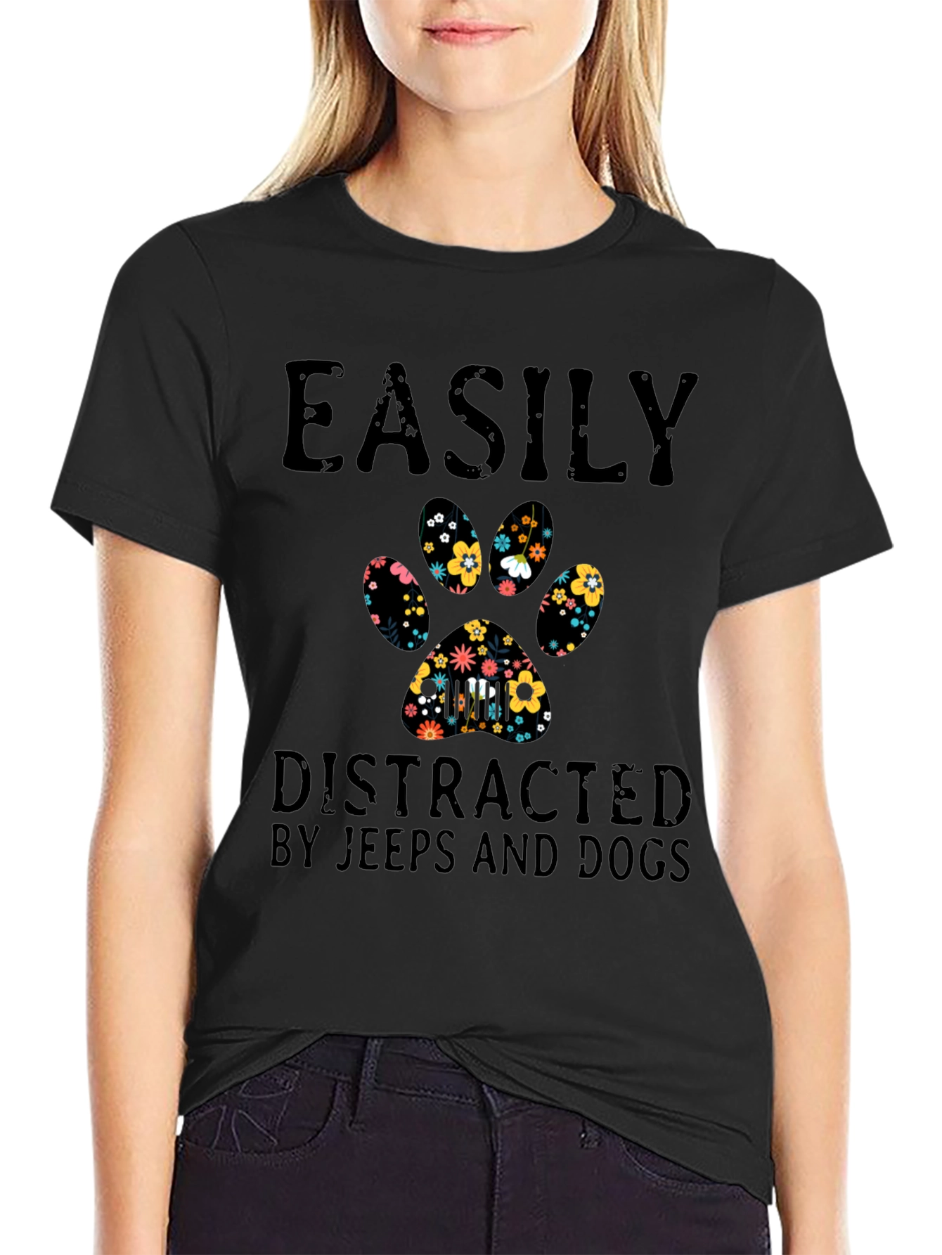 Easily Distracted By Jeeps and Dogs T-Shirt
