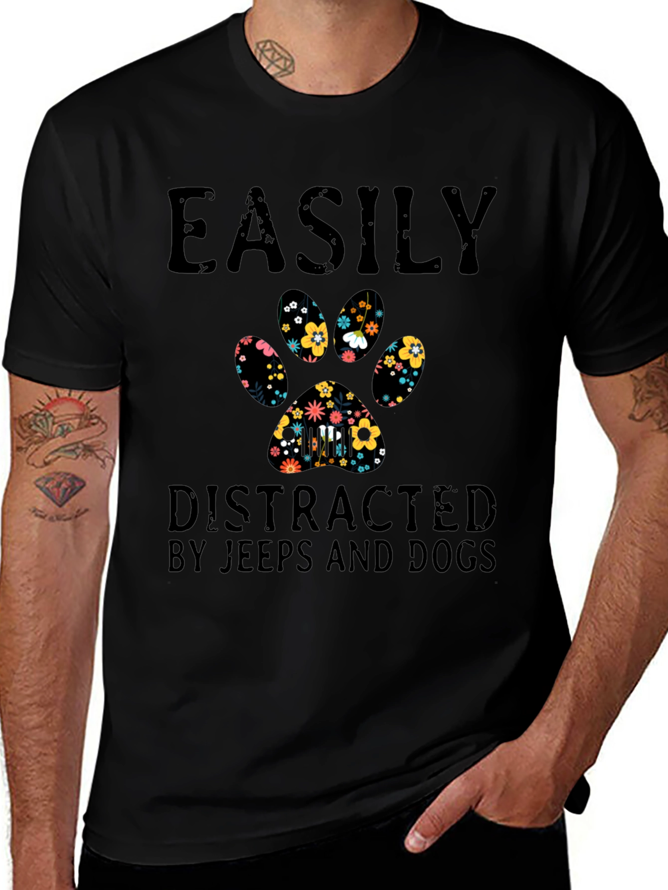 Easily Distracted By Jeeps and Dogs T-Shirt