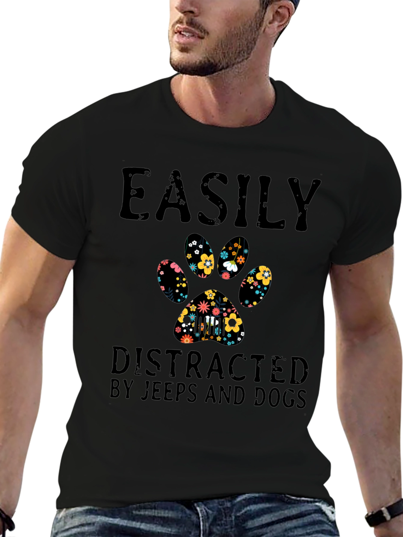 Easily Distracted By Jeeps and Dogs T-Shirt