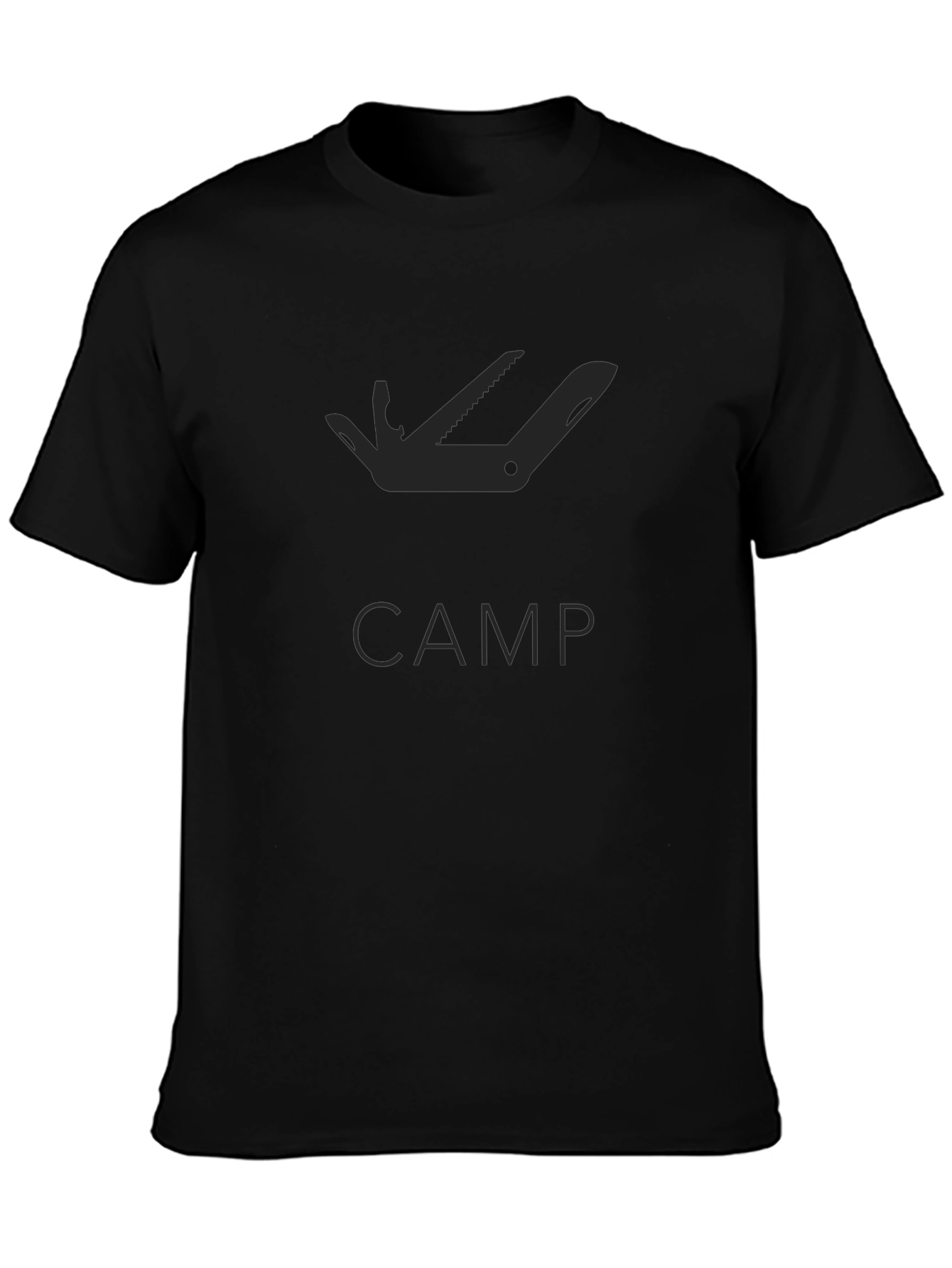 Mens Black Camping Multi-Tool Graphic T-Shirt