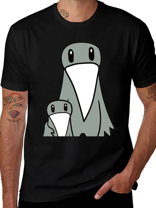 Funny Cartoon Bird Graphic Tee - Black T-Shirt