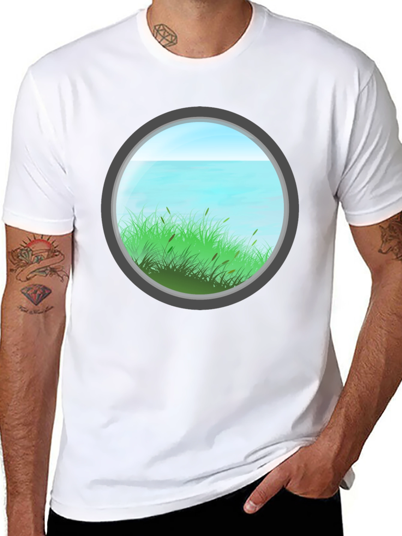 Nature View Graphic Tee - Black Cotton Blend