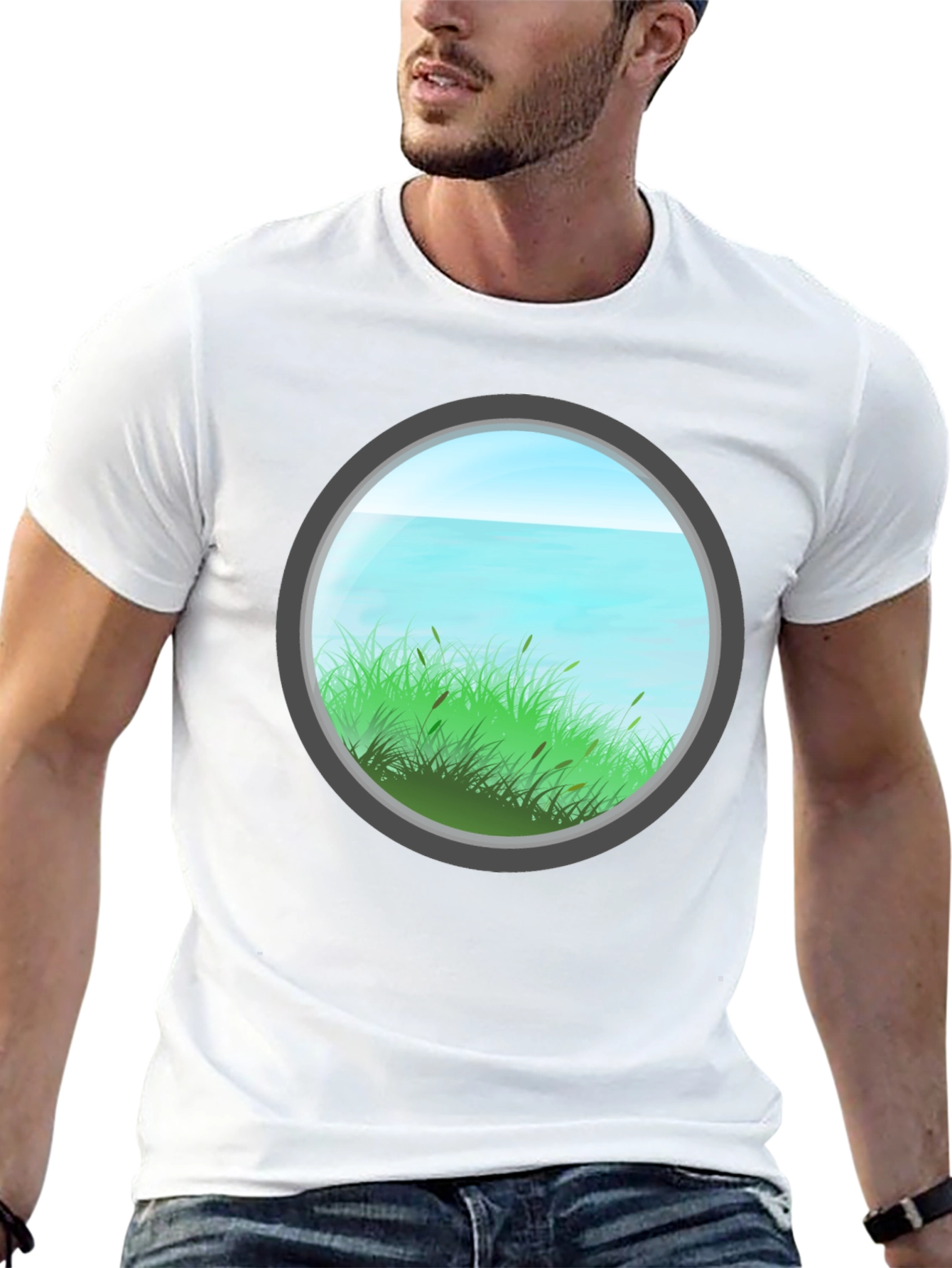 Nature View Graphic Tee - Black Cotton Blend