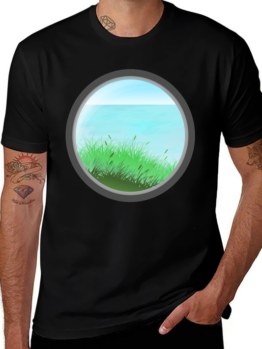 Nature View Graphic Tee - Black Cotton Blend