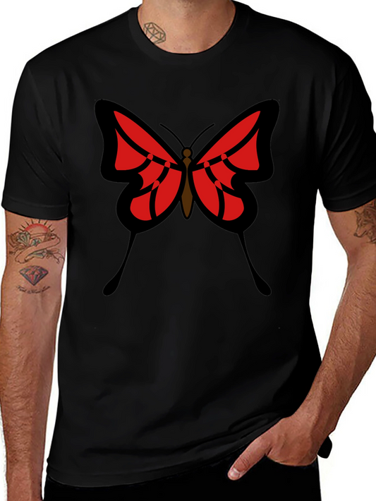 Butterfly Graphic Tee - Black Cotton Casual Shirt