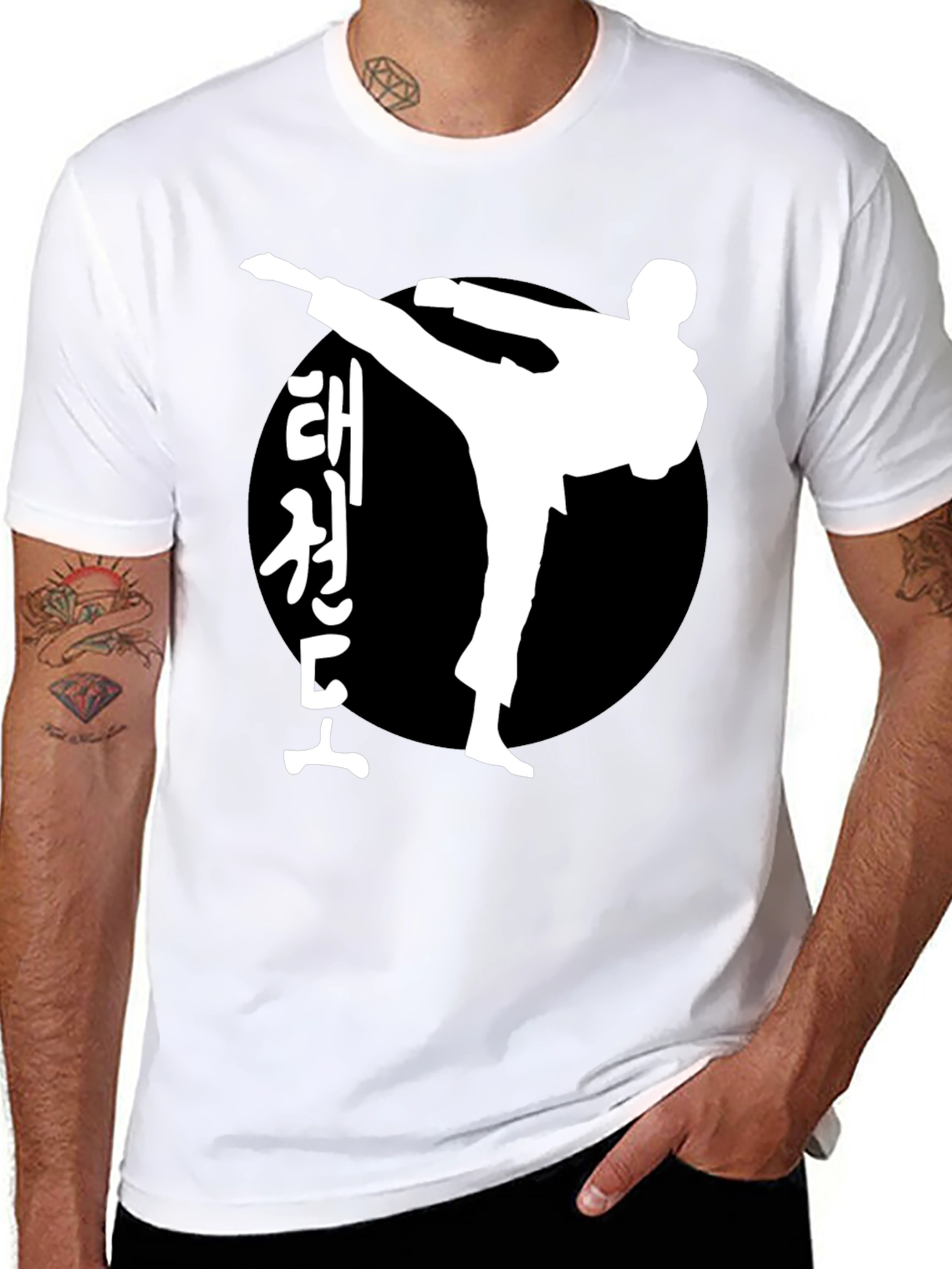 Taekwondo Kick Black T-Shirt Martial Arts Tee