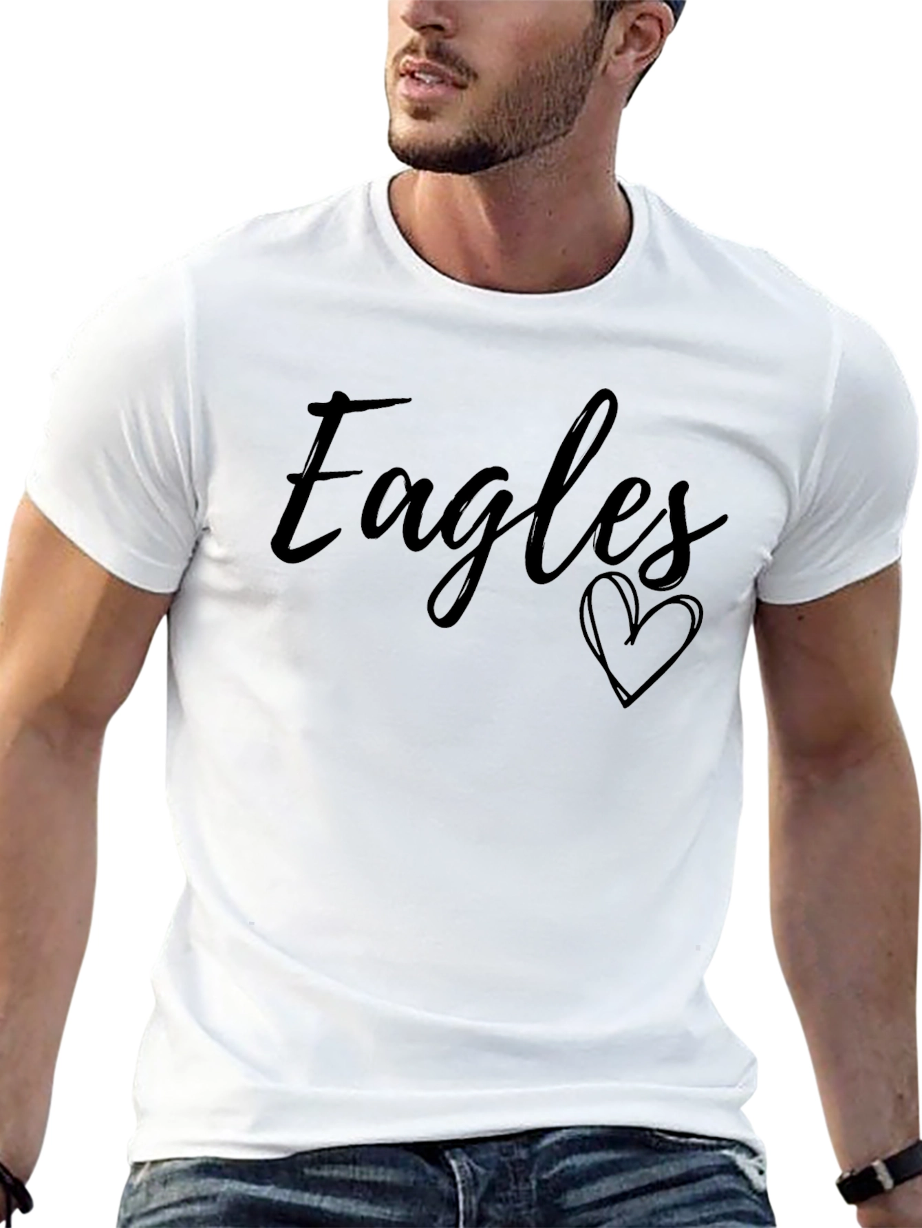 Eagles Heart Graphic Black T-Shirt