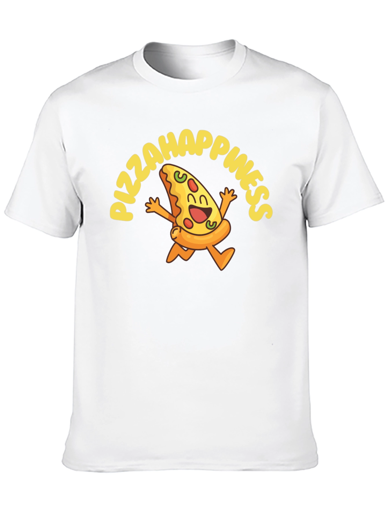 Pizza Happiness Graphic Black T-Shirt