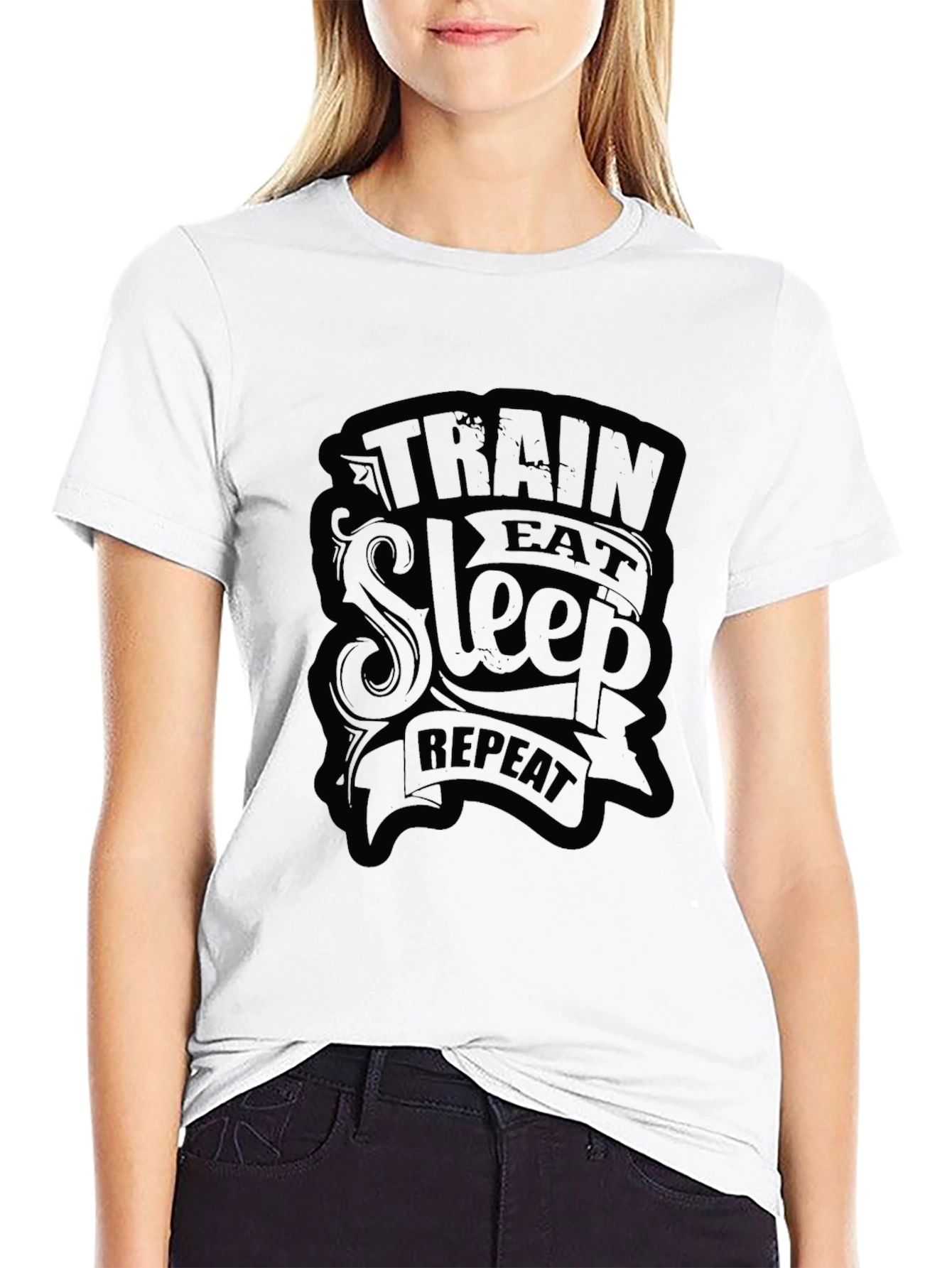 Train Eat Sleep Repeat Mens Black T-Shirt