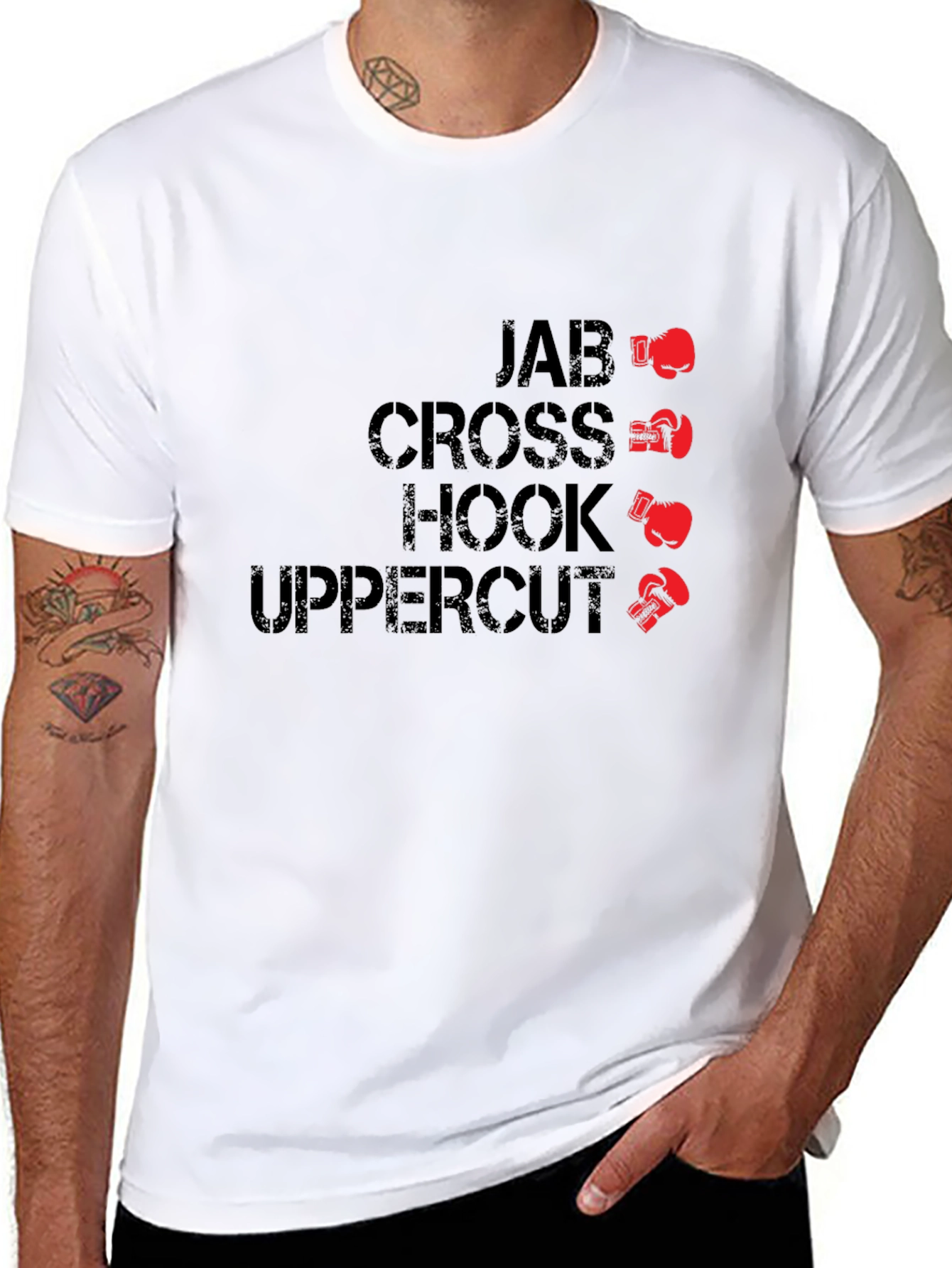 Boxing Moves Graphic Tee - Jab Cross Hook Uppercut