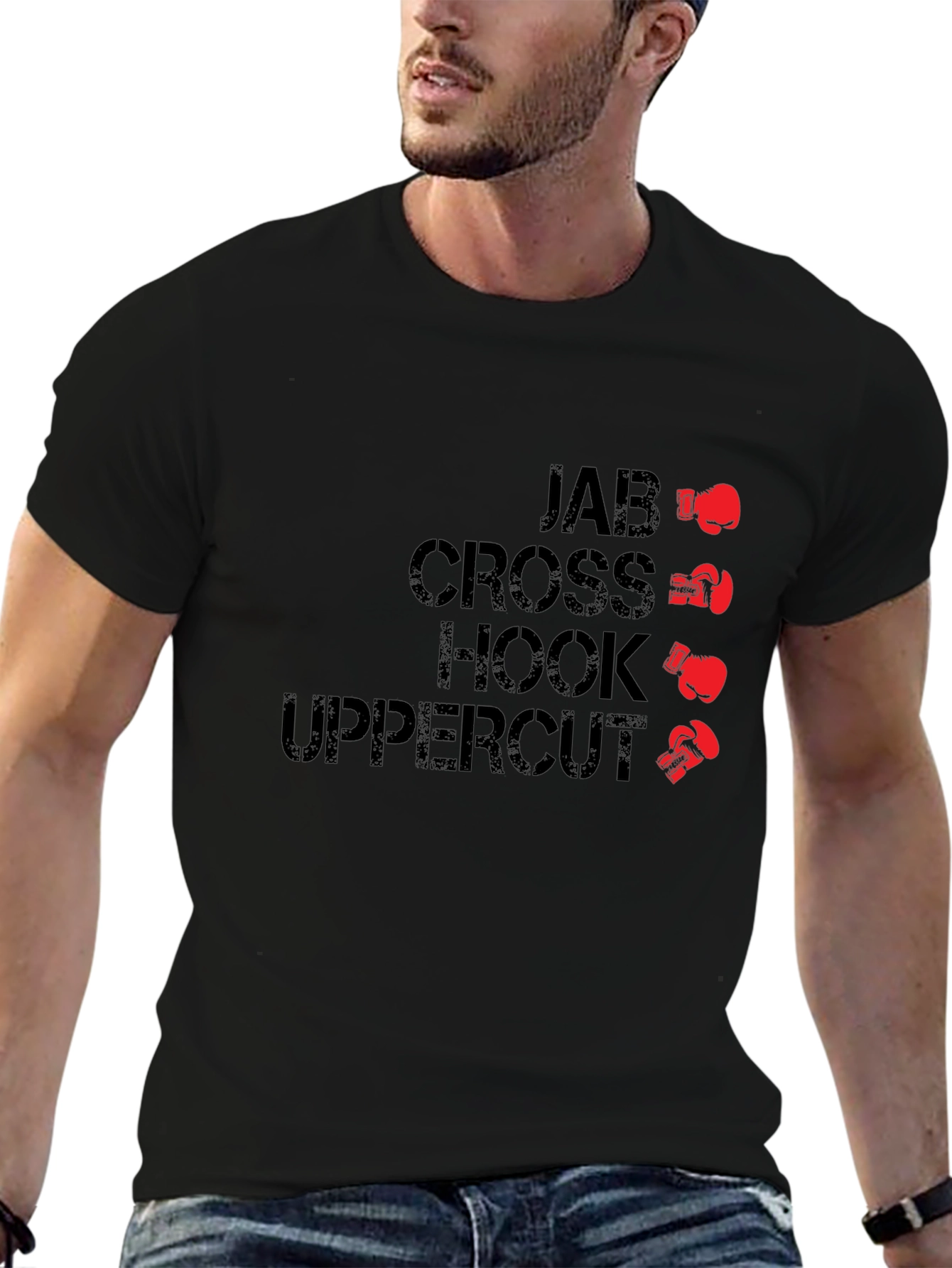 Boxing Moves Graphic Tee - Jab Cross Hook Uppercut