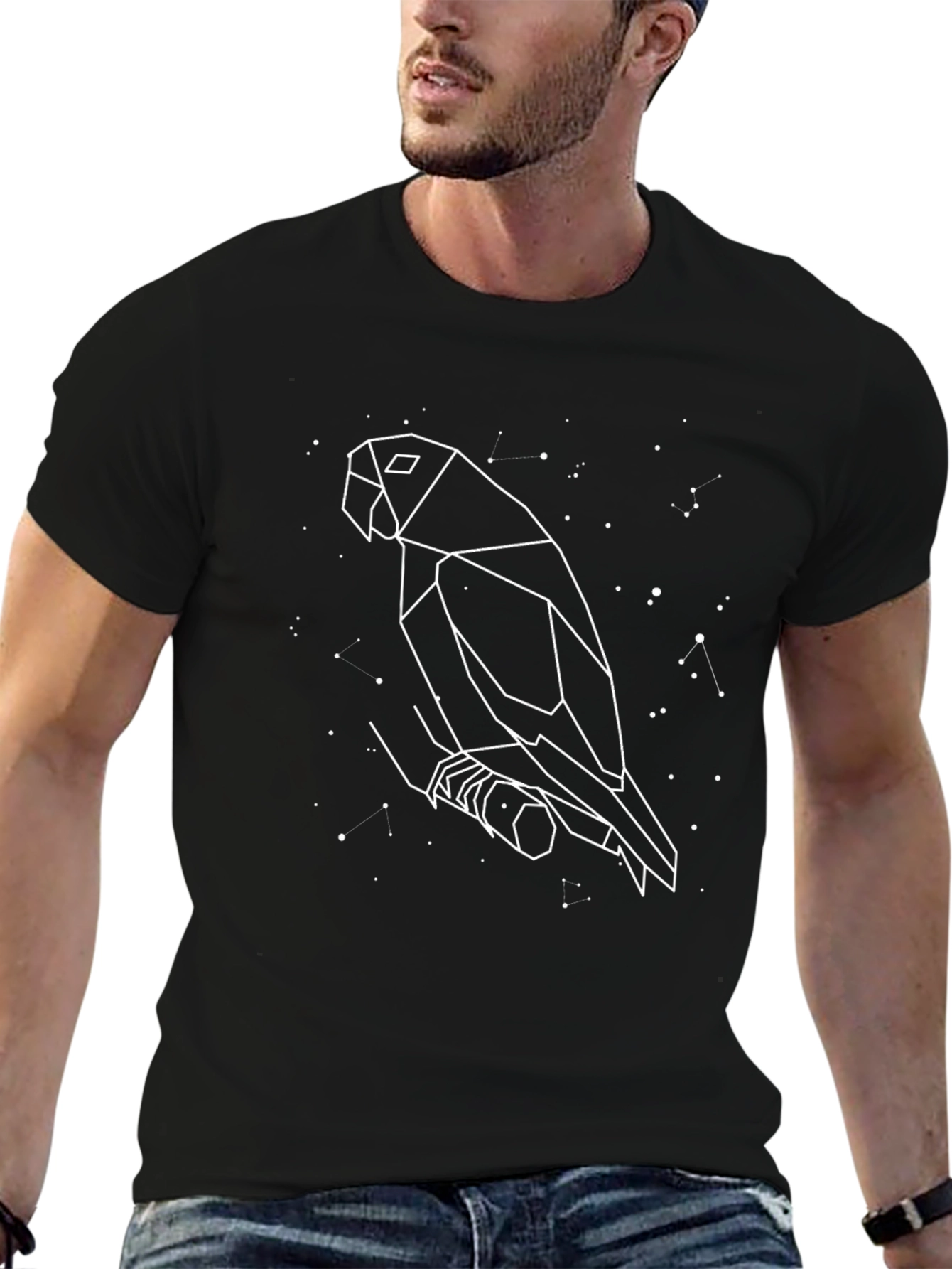 Geometric Parrot T-Shirt - Black
