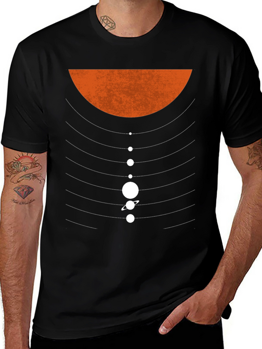 Planetary Orbit Graphic T-Shirt - Black Cotton Blend