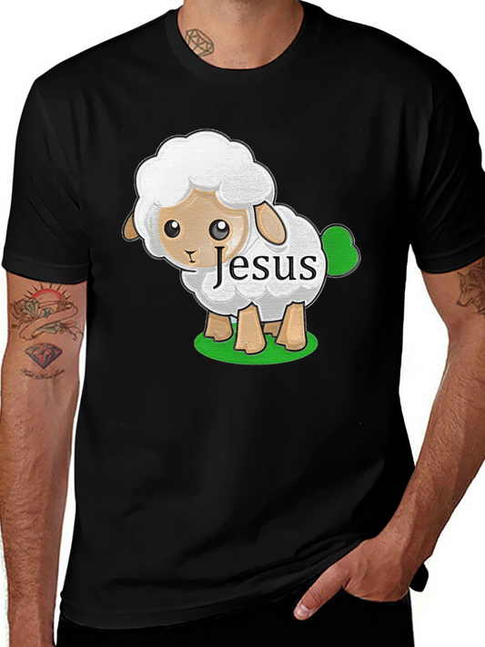Cute Jesus Sheep T-Shirt - Black Cotton Tee