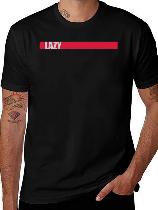 Lazy Graphic Tee - Black Crew Neck Short Sleeve