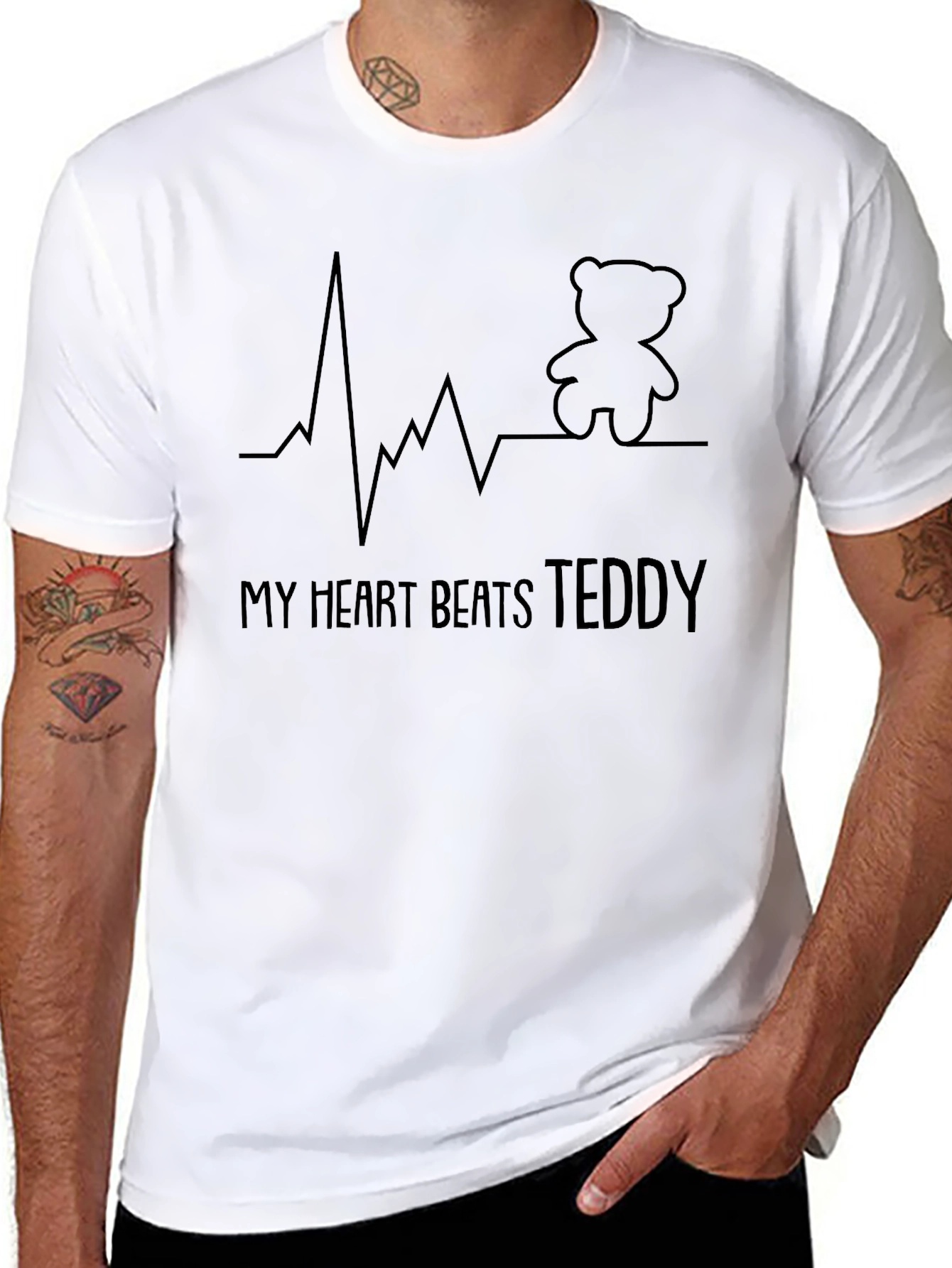 My Heart Beats Teddy T-Shirt - Unique Graphic Tee