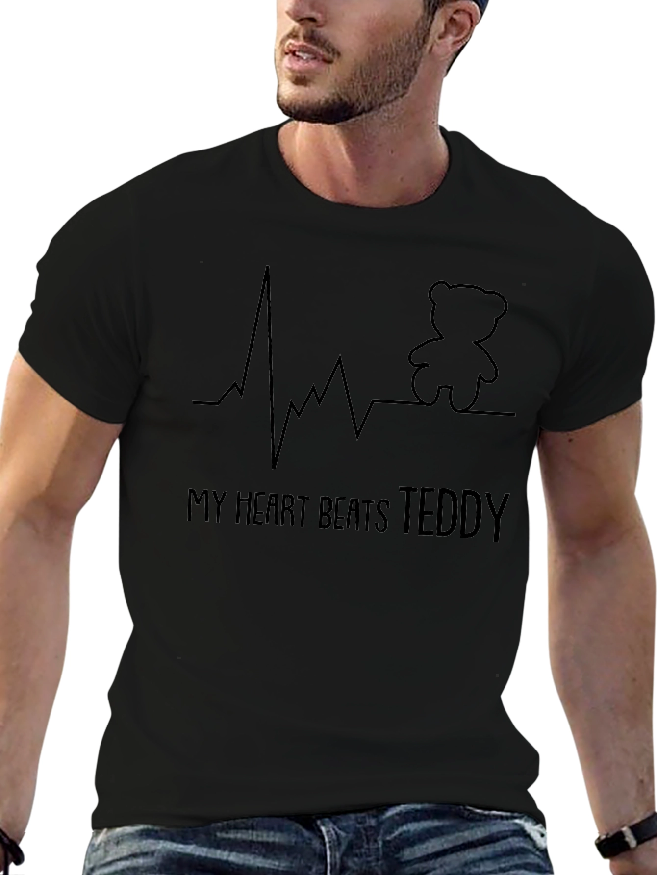 My Heart Beats Teddy T-Shirt - Unique Graphic Tee