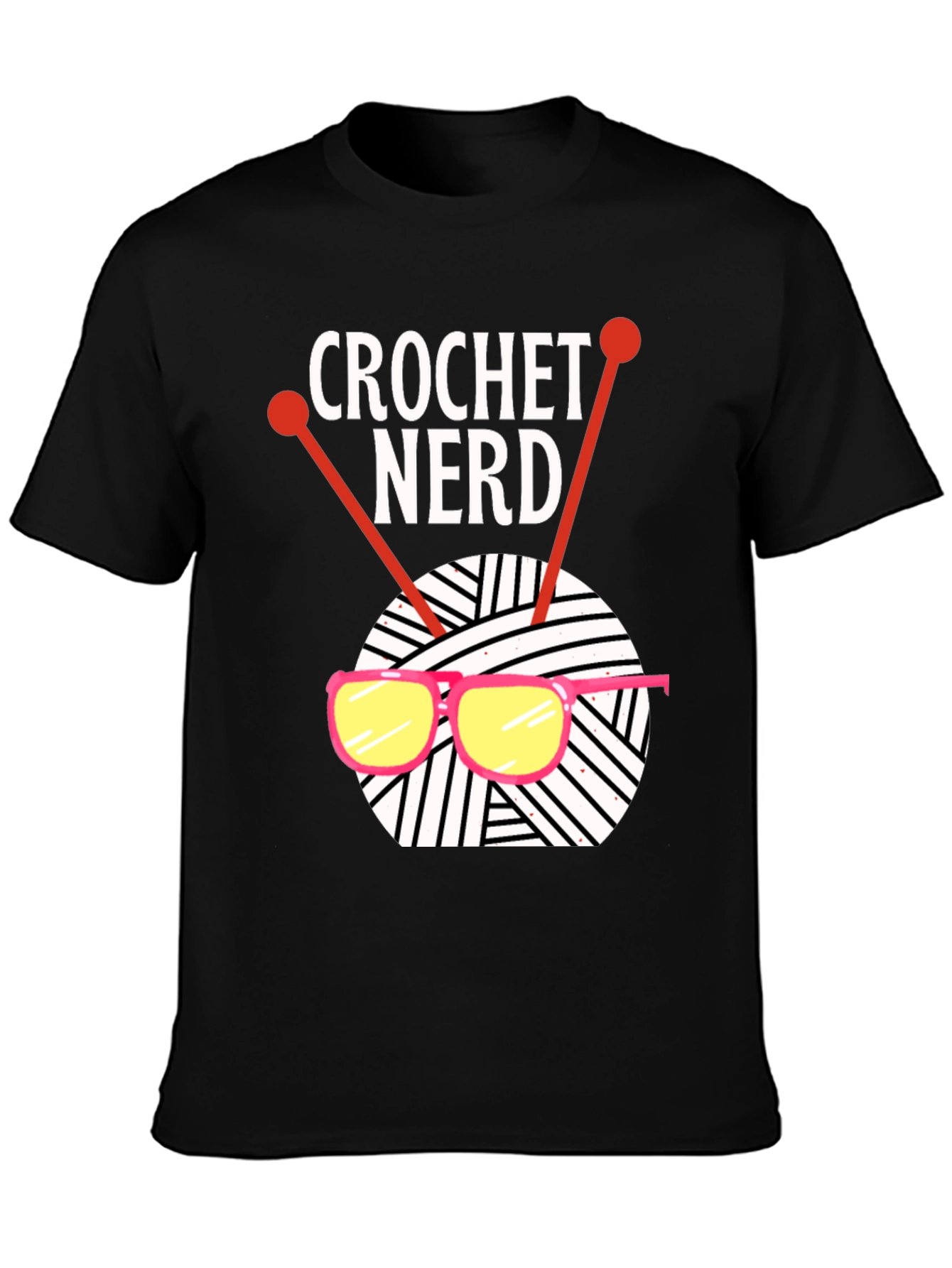 Crochet Nerd T-Shirt - Knitted Yarn & Glasses Tee