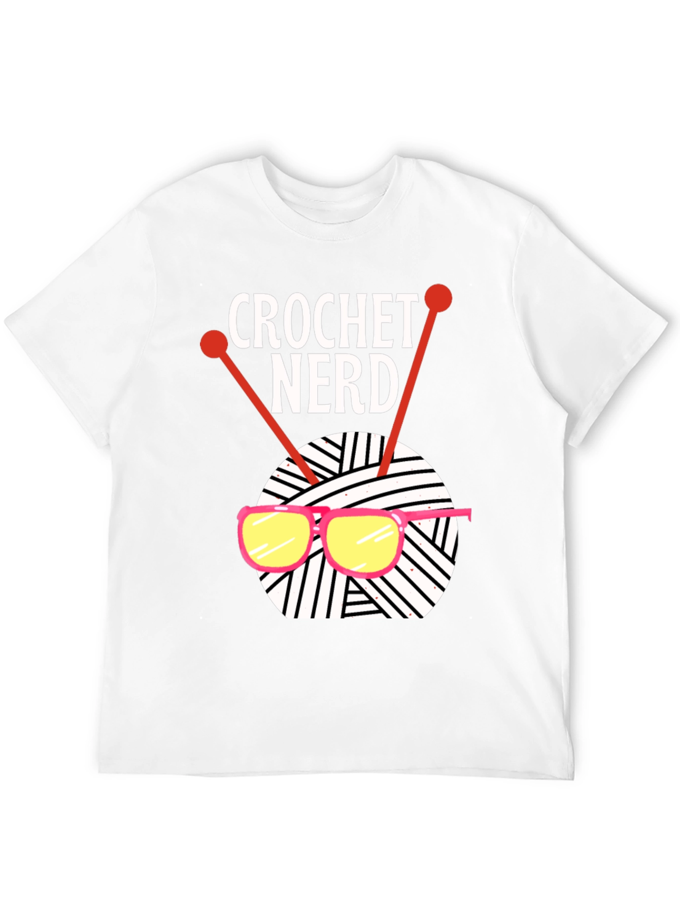 Crochet Nerd T-Shirt - Knitted Yarn & Glasses Tee