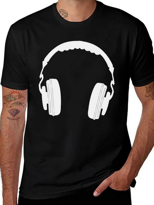 Headphone Graphic Tee - Black Cotton Blend