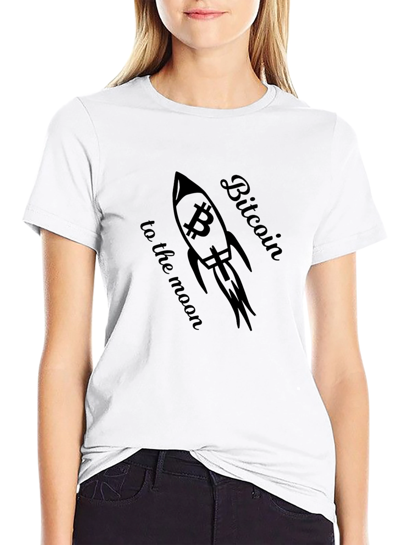 Bitcoin To The Moon Black Graphic Tee