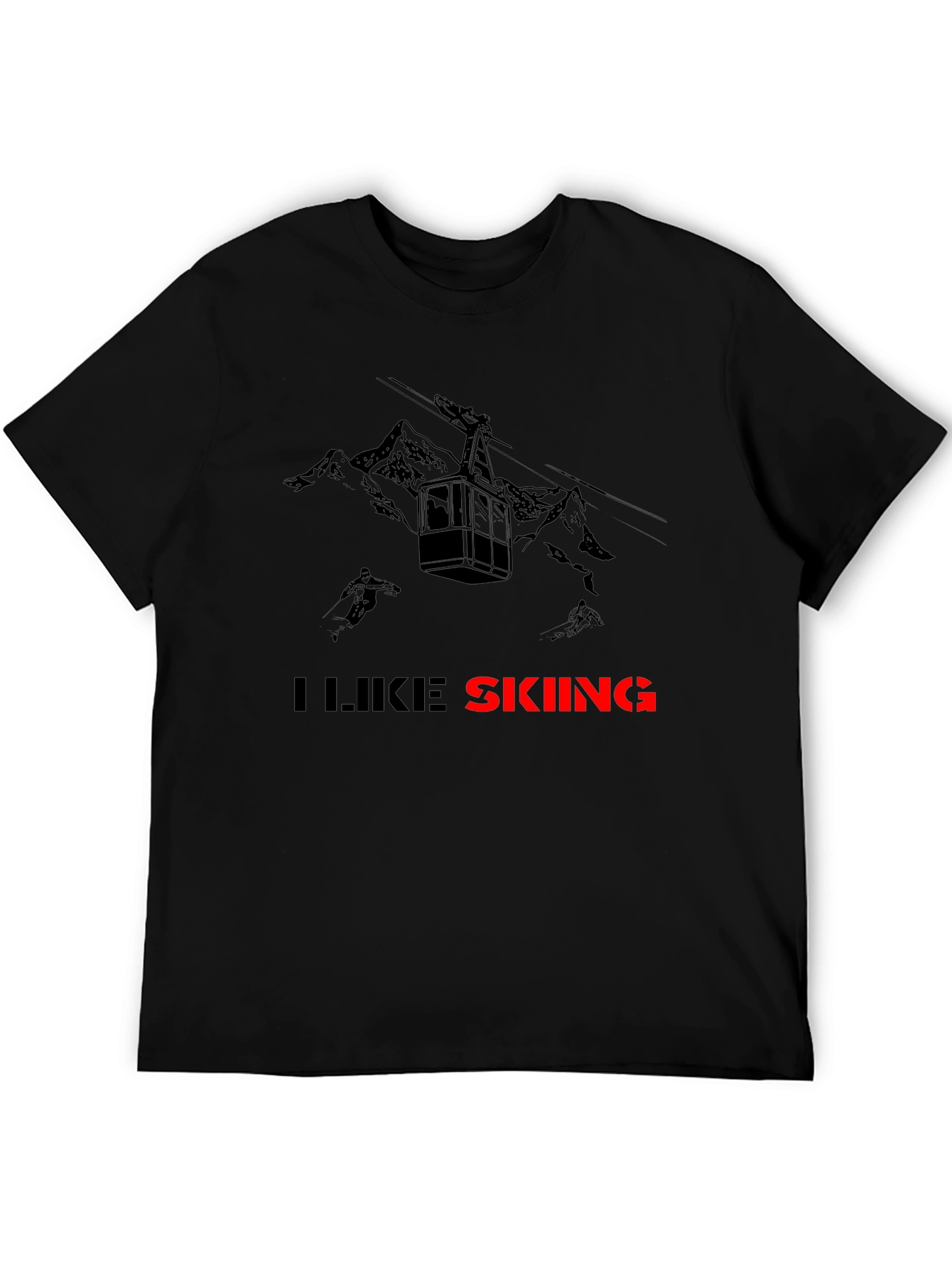 I Like Skiing Black T-Shirt