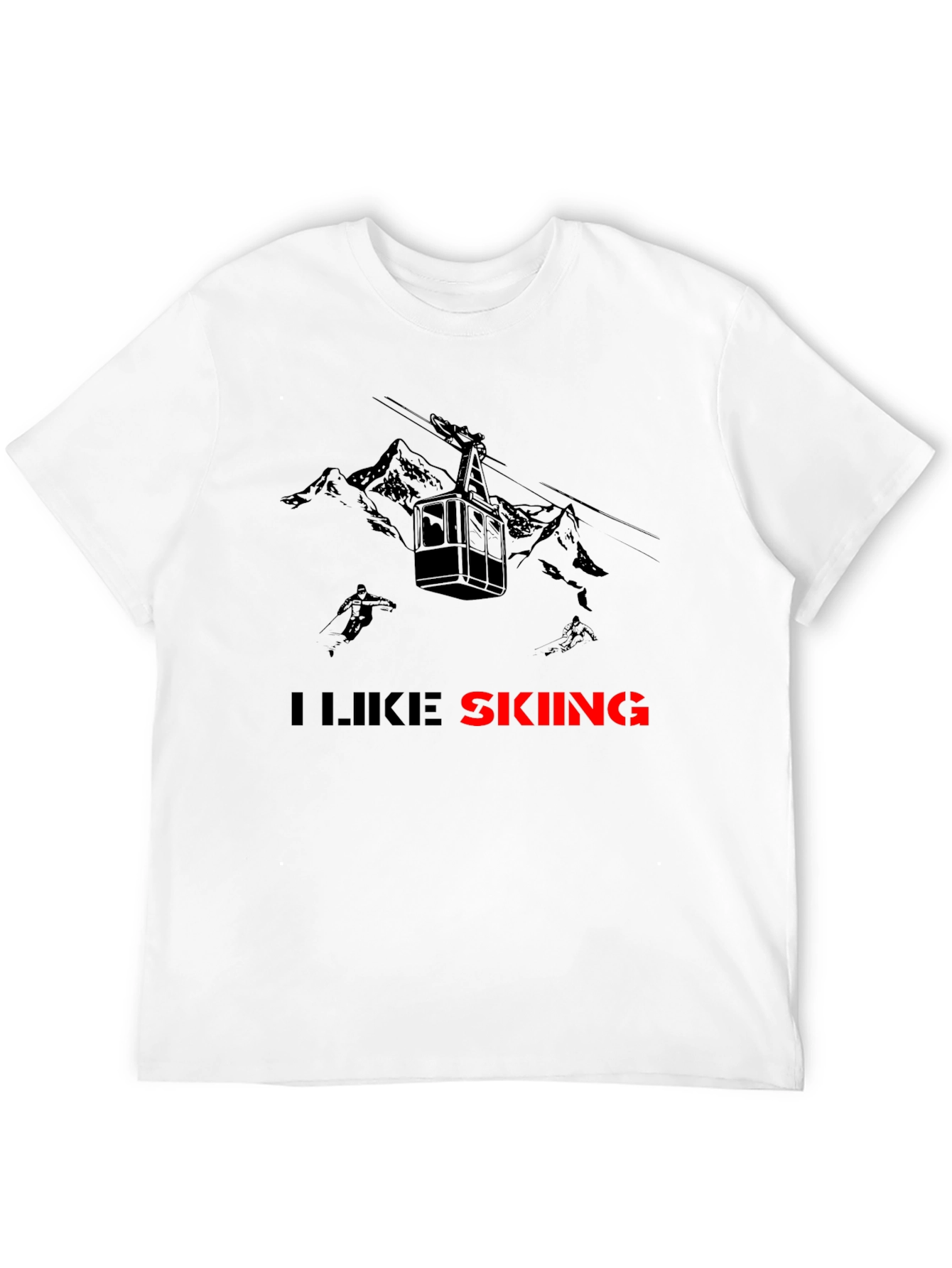 I Like Skiing Black T-Shirt
