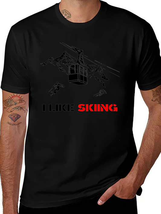 I Like Skiing Black T-Shirt