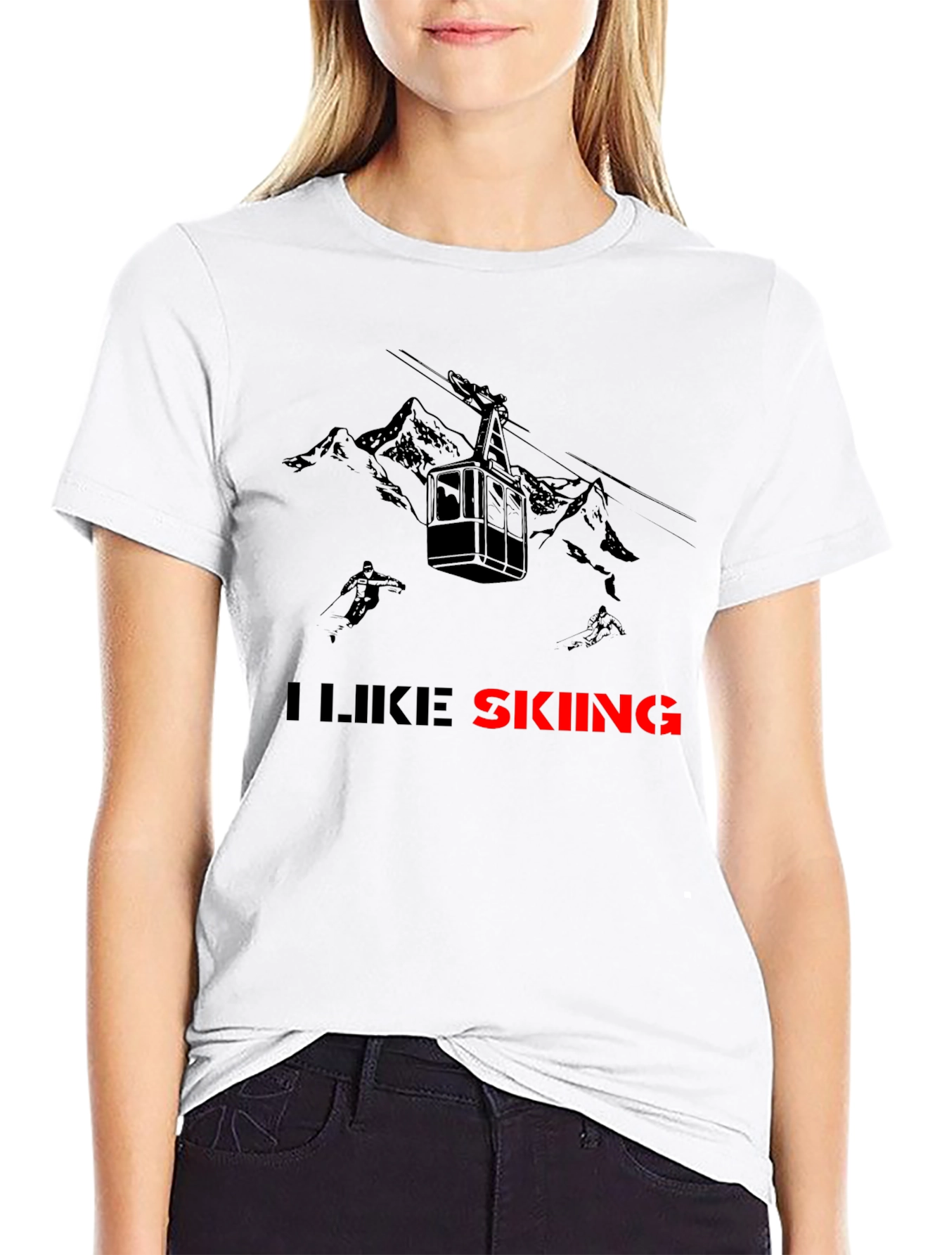 I Like Skiing Black T-Shirt