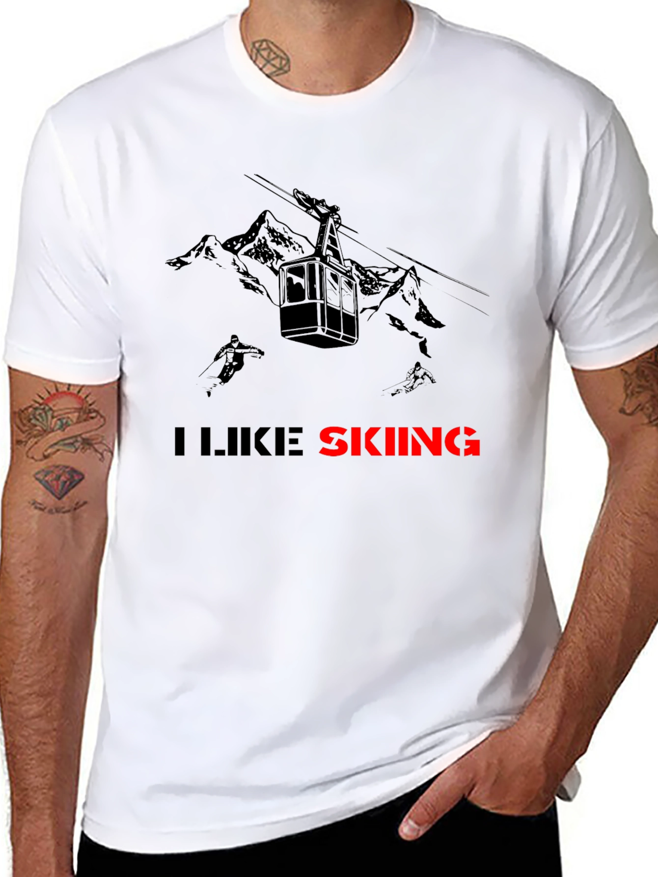 I Like Skiing Black T-Shirt