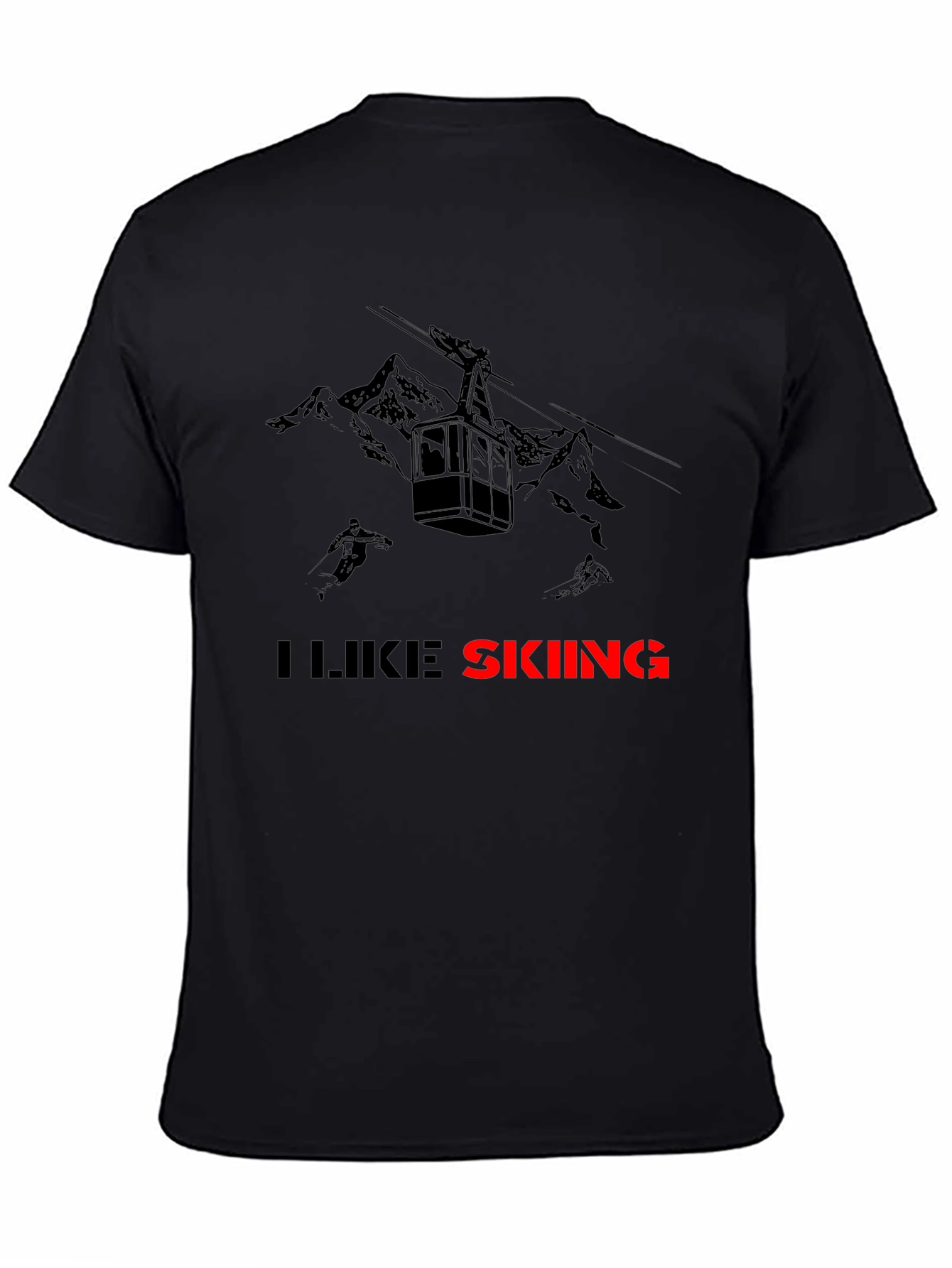 I Like Skiing Black T-Shirt