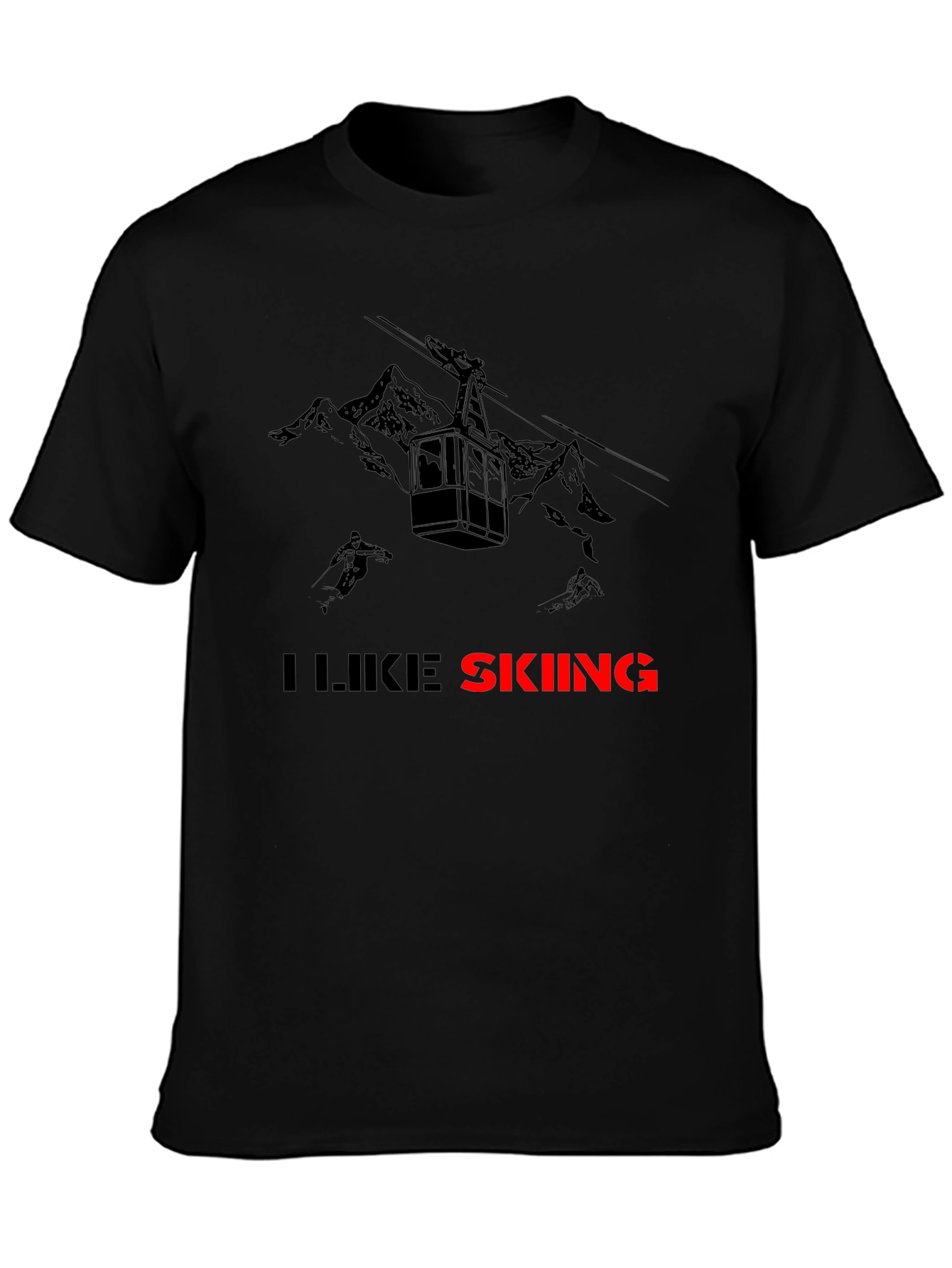 I Like Skiing Black T-Shirt