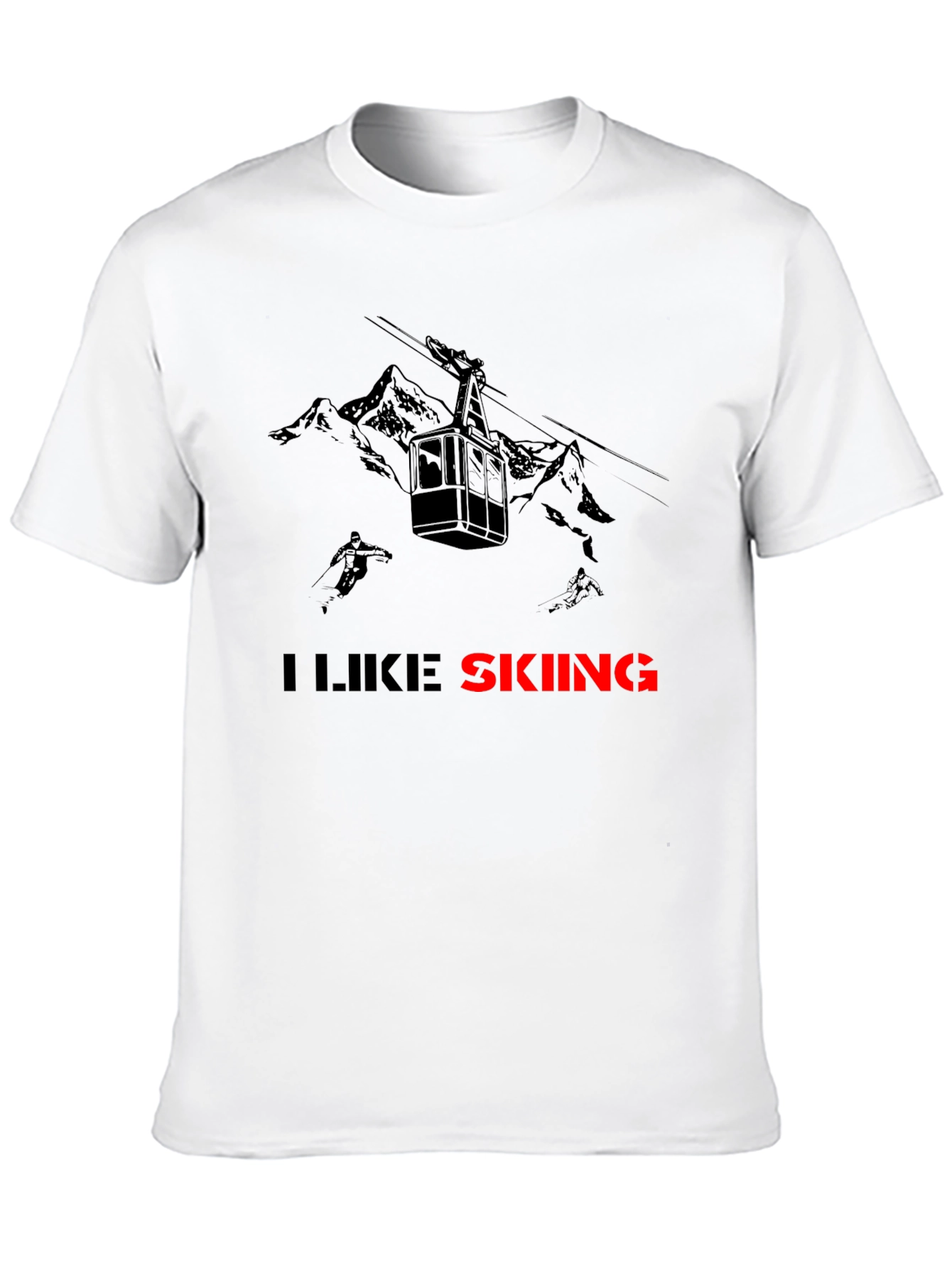 I Like Skiing Black T-Shirt