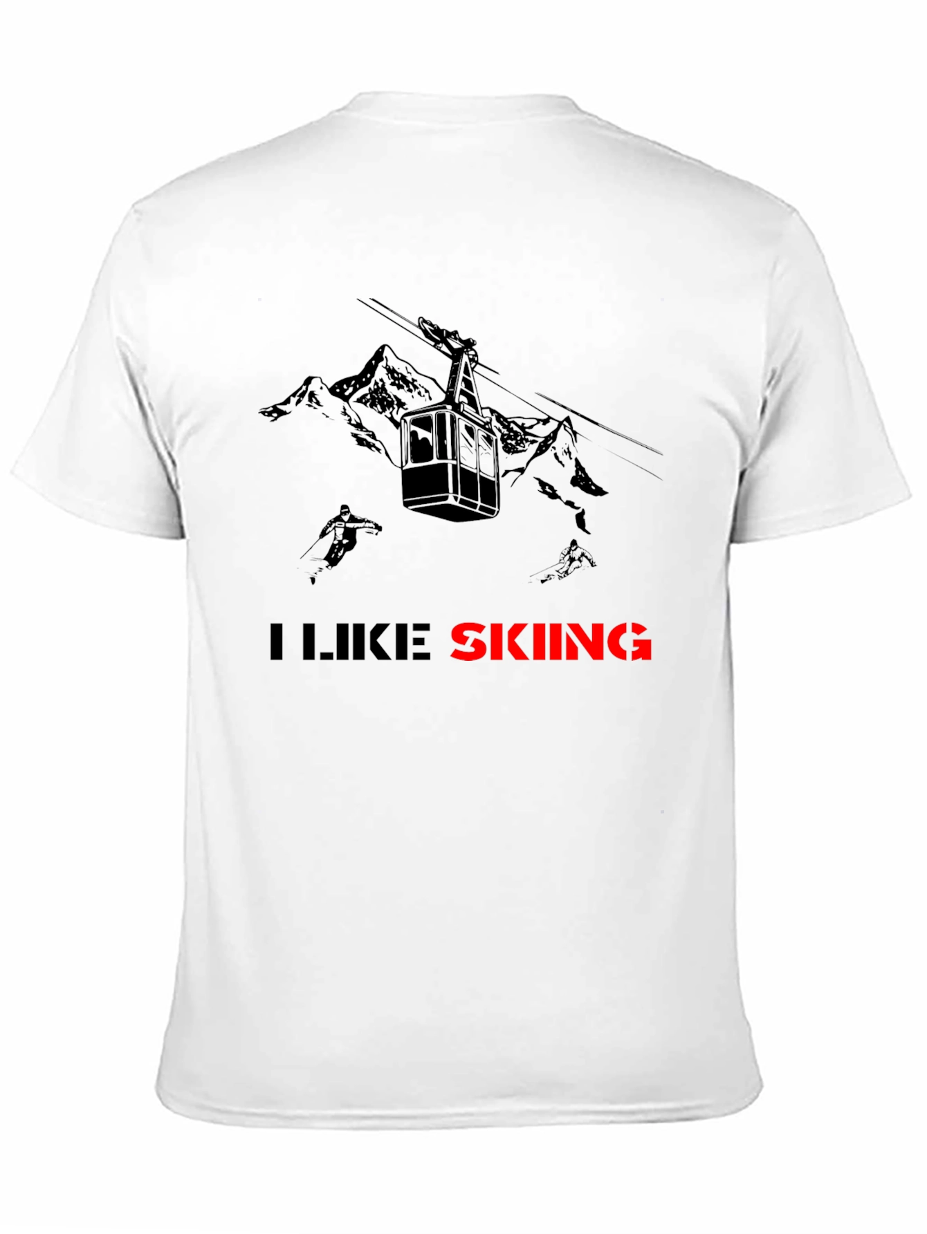 I Like Skiing Black T-Shirt