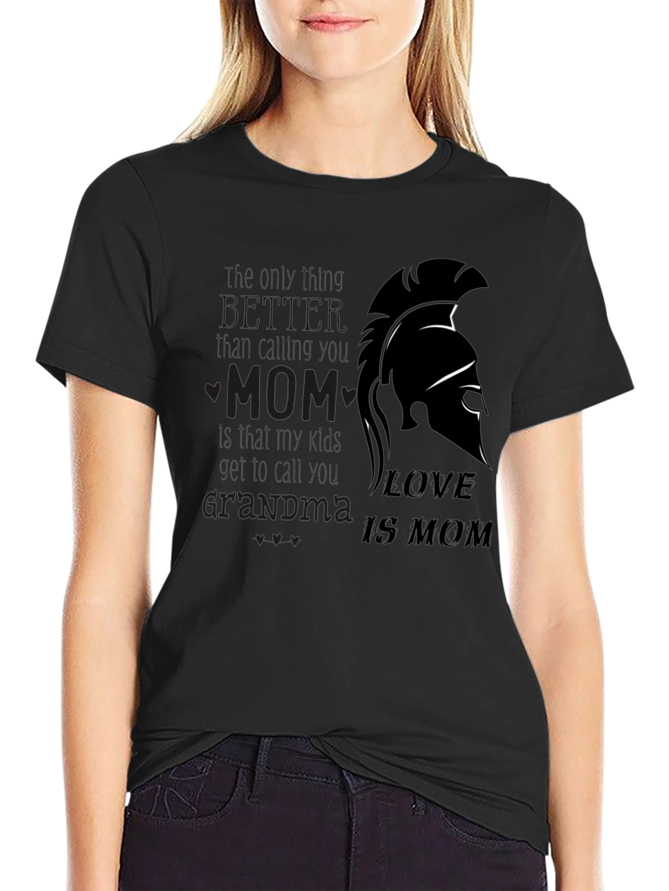 Love is Mom T-Shirt - Spartan Design Black Tee