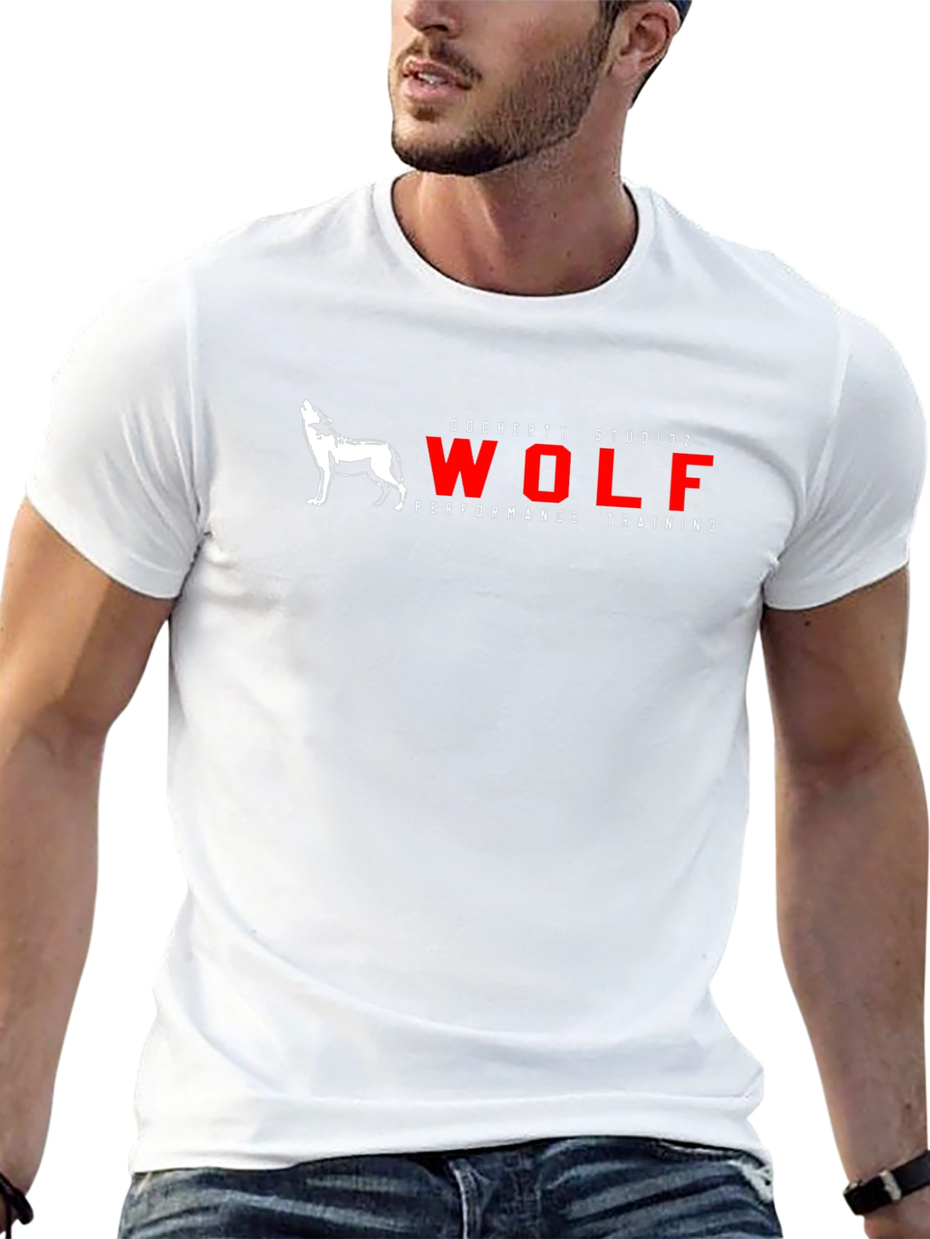 Mens Black Wolf Performance Training Graphic T-Shirt