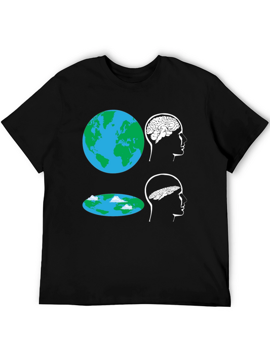 Flat Earth Brain Tee: Round vs. Flat Mindset T-Shirt