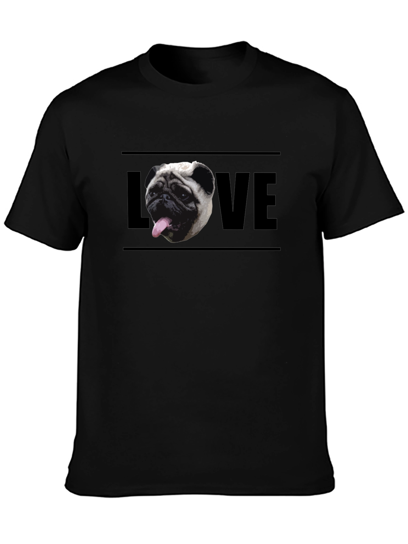 Pug Love Graphic Tee - Mens Black T-Shirt