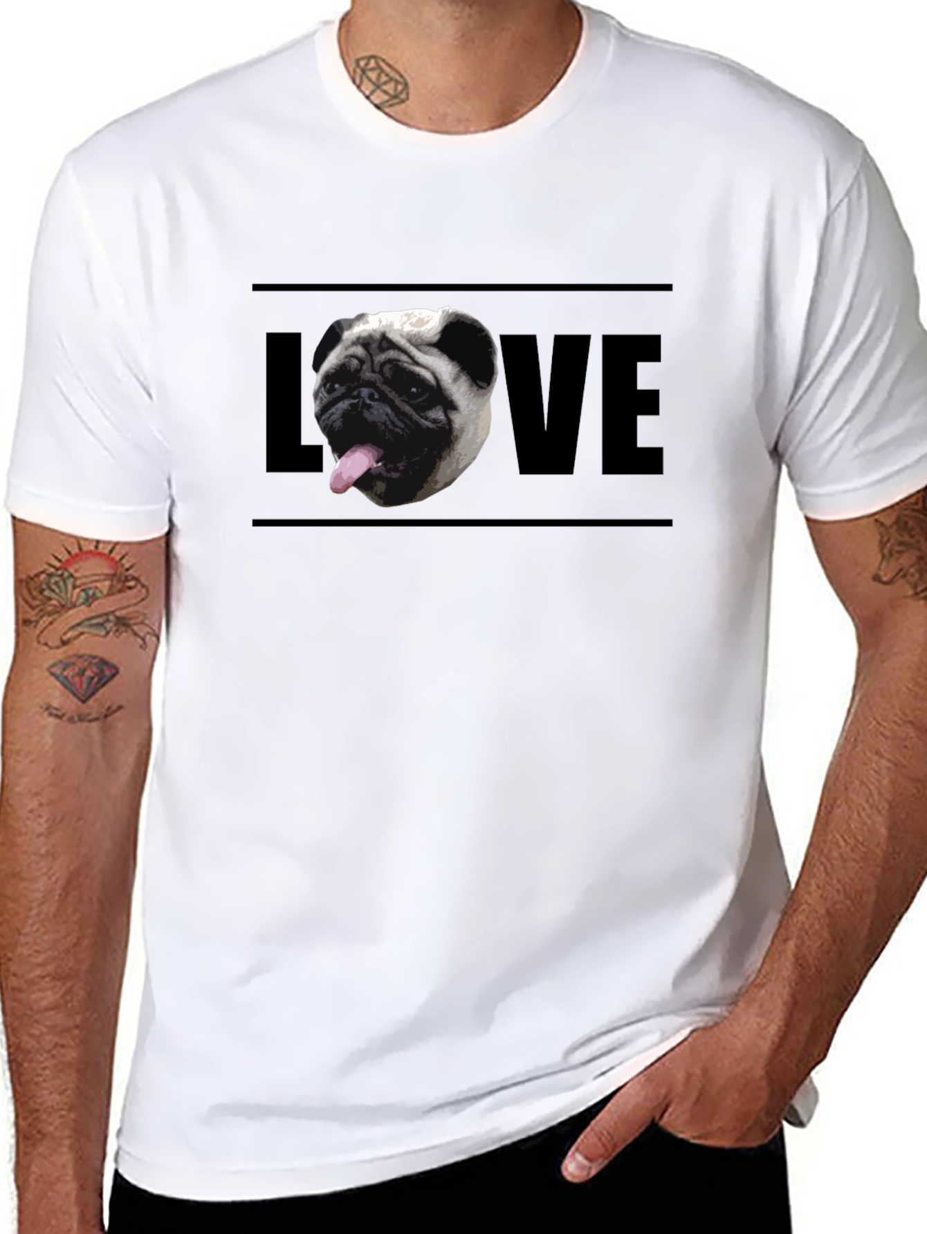 Pug Love Graphic Tee - Mens Black T-Shirt